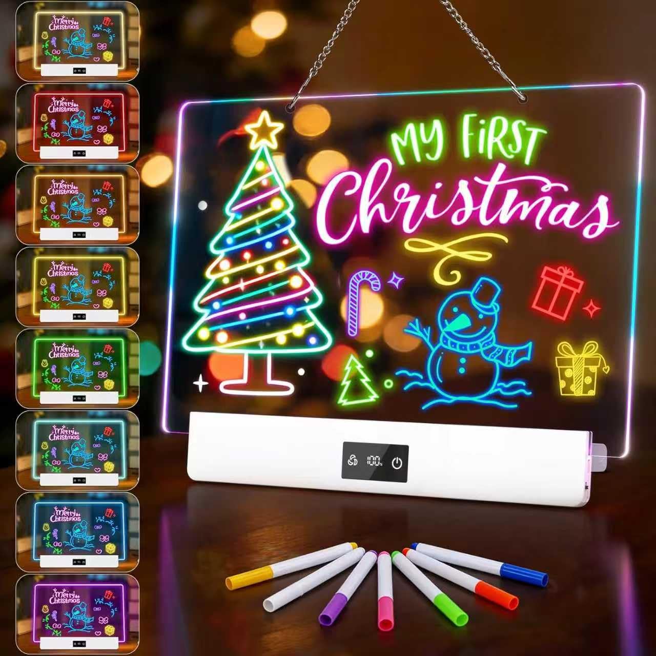 Tavoletta Luminosa Disegno Bambini - Lavagna Luminosa 35x23cm con 8 Colori RGB & 3 Modalità Tavoletta LED Ricaricabile per Disegno, con Supporto e Catena per Bambini e Adulti