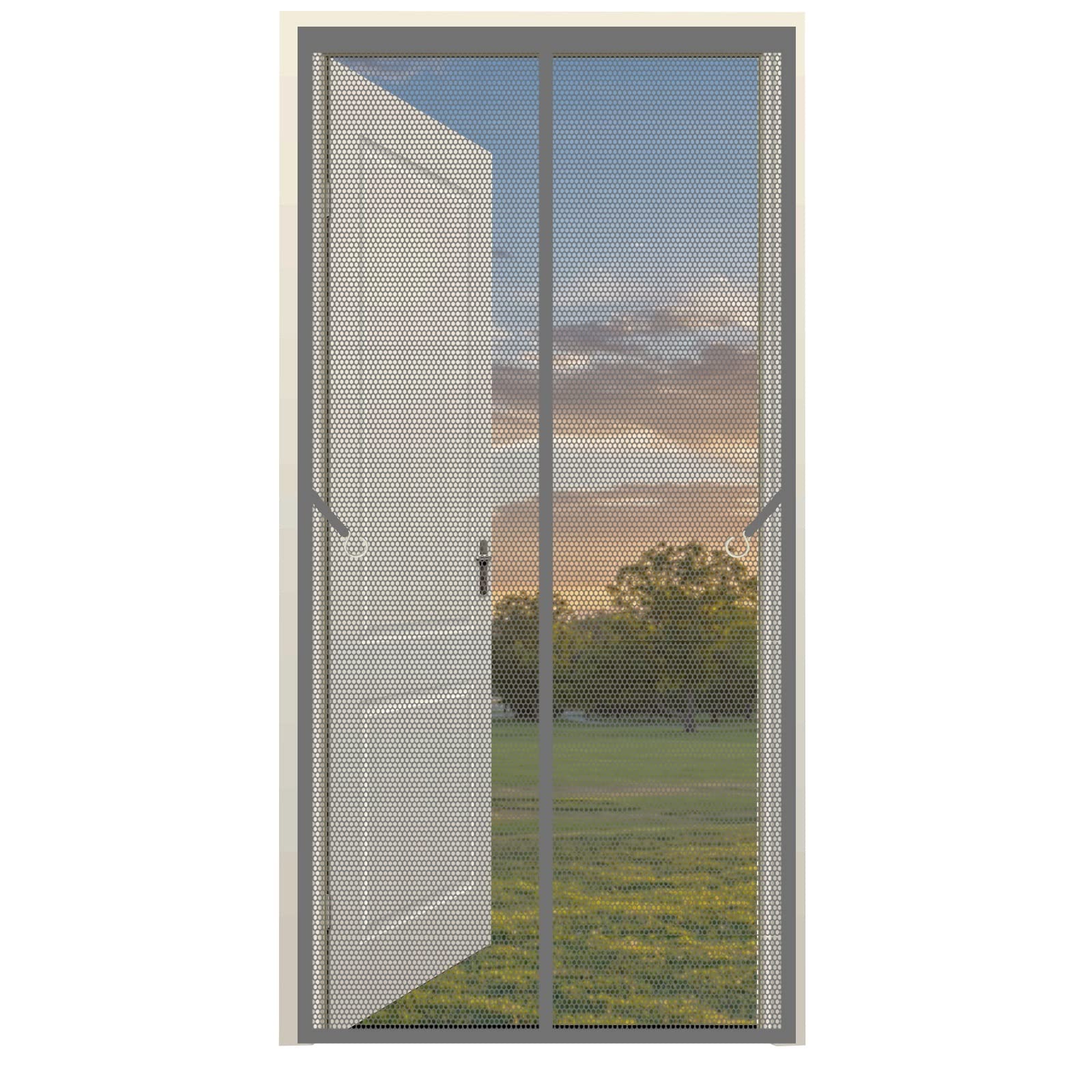 Magnetische hordeur 90 x 230 cm met op zwaar werk berekende doorloopschermdeur voor balkonschuifdeuren Woonkamer Zwart