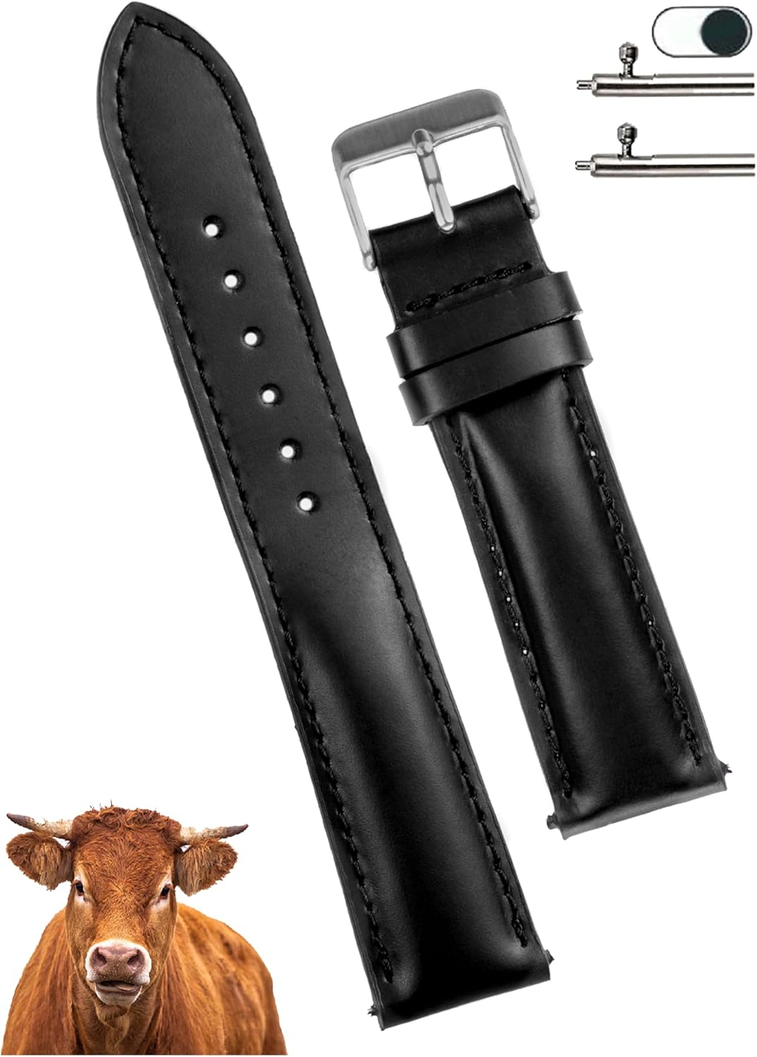 Vintage Leather Watch Band Quick Release Leather Strap For Men Women Handmade Extra Soft Watch Wrist Band Elegant Replacement Stainless Steel Strap 18mm 19mm 20mm 21mm 22mm