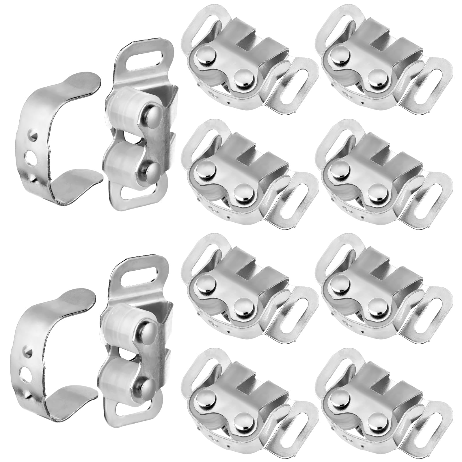 10 Pcs Mobile Home Cabinet Door Catch Double Post Friction Roller Catch Rv Cabinet Latch Closet Door Latch for Rv and Mobile Home(Silver)