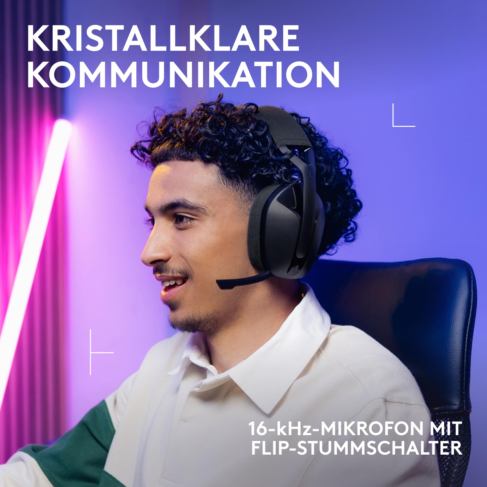 Logitech G G321 Lightspeed kabelloses Bluetooth-Gaming-Headset, dynamischer Komfort und Passform, 16-kHz-Schwingmikrofon, über 20 Std. Akkulaufzeit, PC, PS4, PS5, Nintendo Switch, Mobilgerät – Schwarz