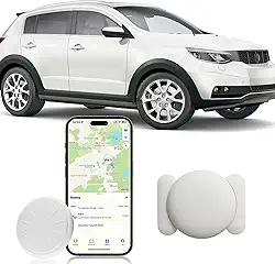 Rastreador GPS para veículos, mini rastreador de carro oculto com capa magnética, sem taxa mensal, rastreador de carro GPS em tempo real, funciona com Apple Find My(apenas iOS) - branco, 1
