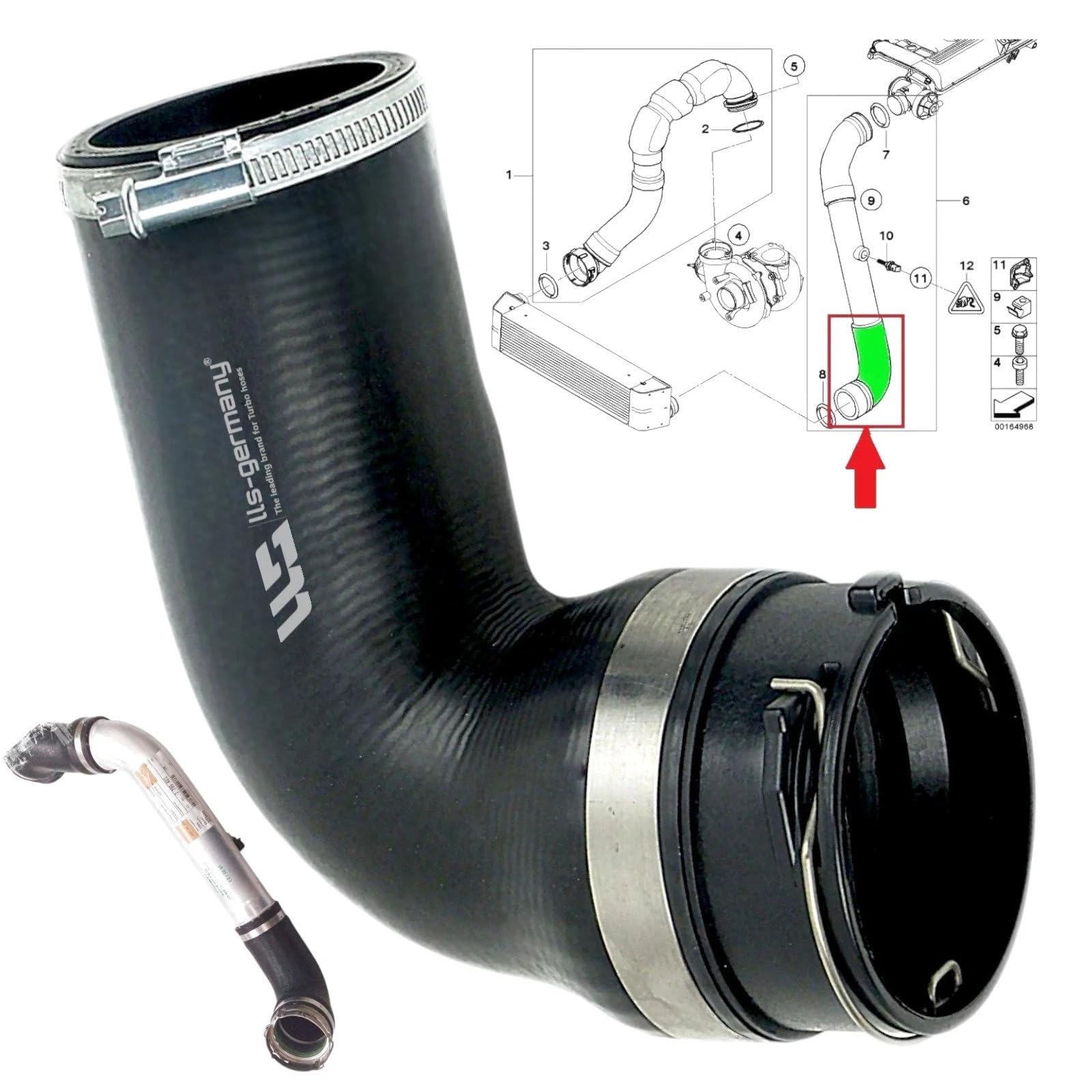 LLS-GERMANY Tuyau Turbo compatible avec BMW Série 5 (E60) 525d 530d (2002/09 à 2010/03), OEM: 11617799400, 11617799401, 11617797707,11617789963, 11617797697, 11617791664, 11617790547, 11617799402