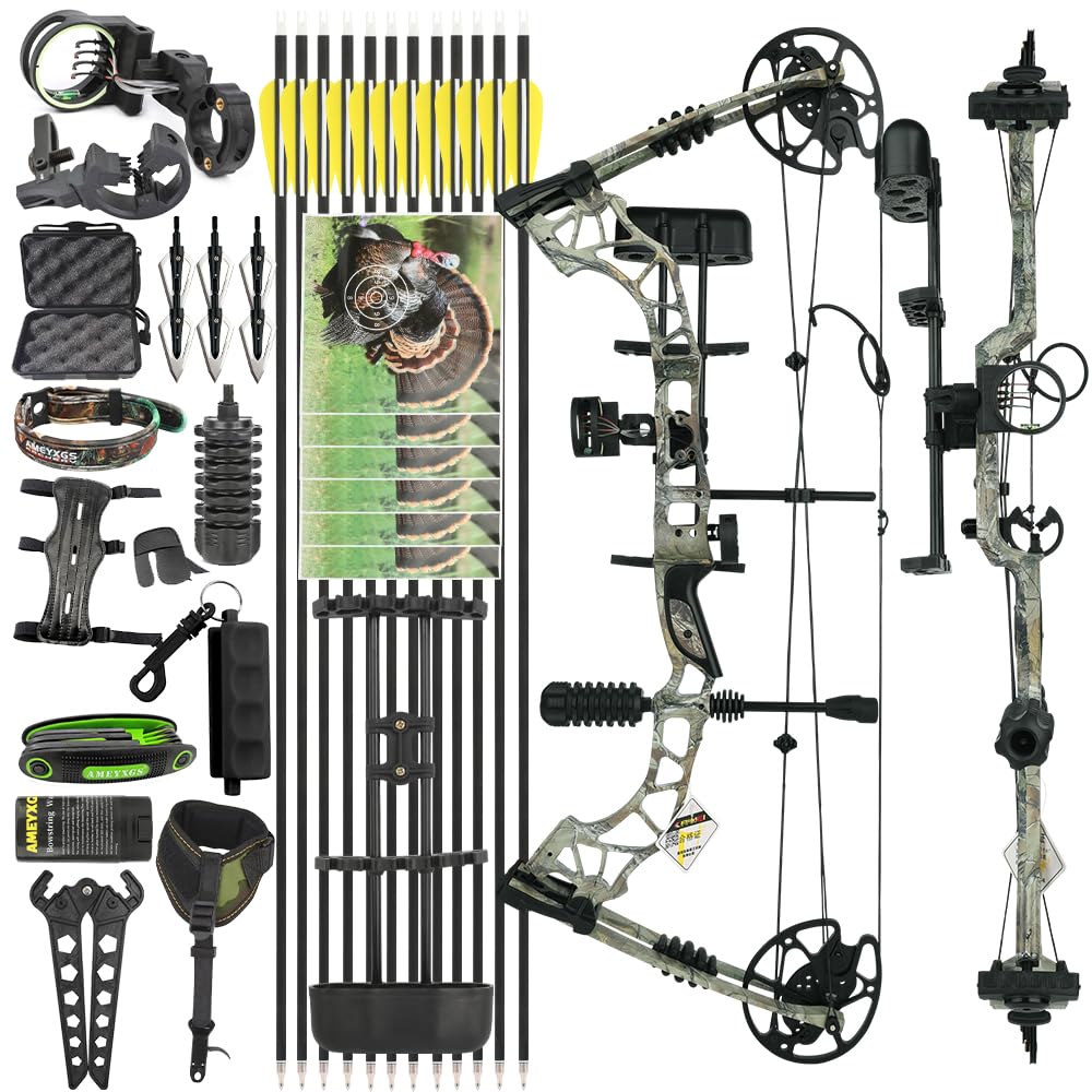 wolfman Arco Composto Tiro con l'Arco Set Completo 35-70 Libbre Velocità IBO 320FPS per Adulti Cacciatori Allenamento Bersagli Outdoor