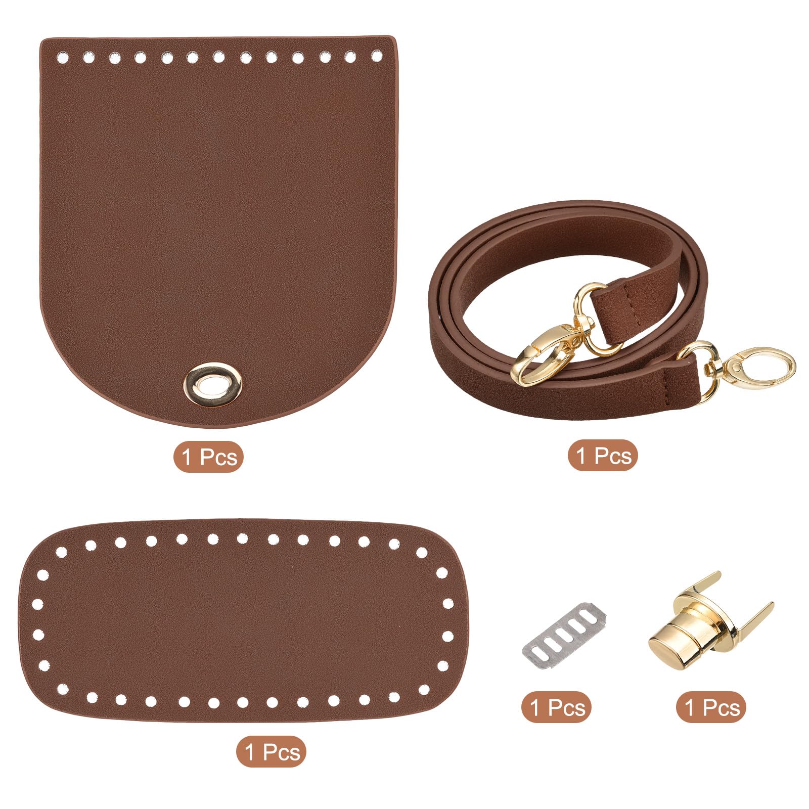 uxcell Leather Bag Backpack Making Set, 5Pcs Leather Purse Making Kit with Bag Bottom, Shoulder Strap, Flap Cover - Image 3