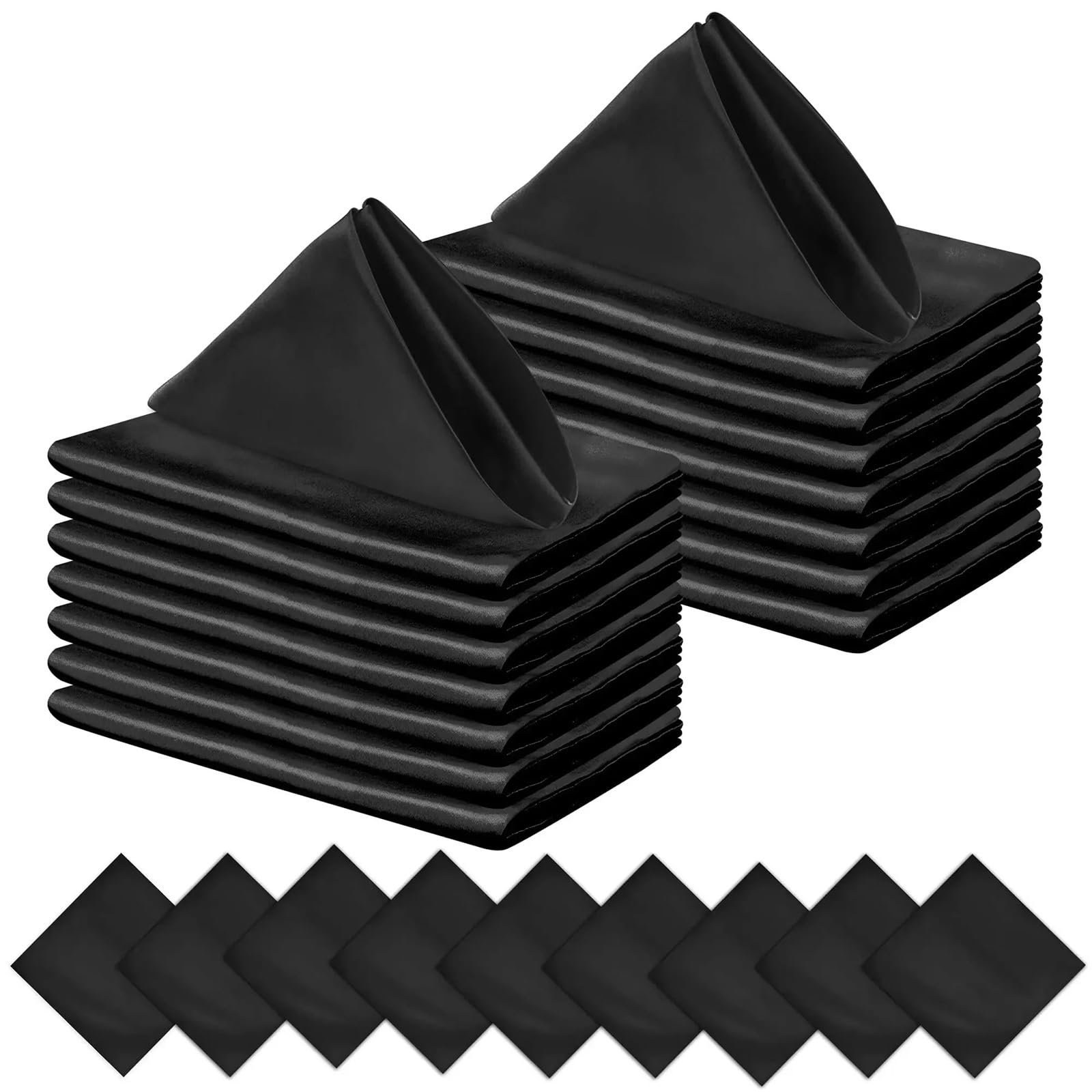 Table Napkins 60PCS 30X30CM Satin Napkins Soft Dinner Square For Party Christmas Wedding Decoration Retro Napkin(Black)