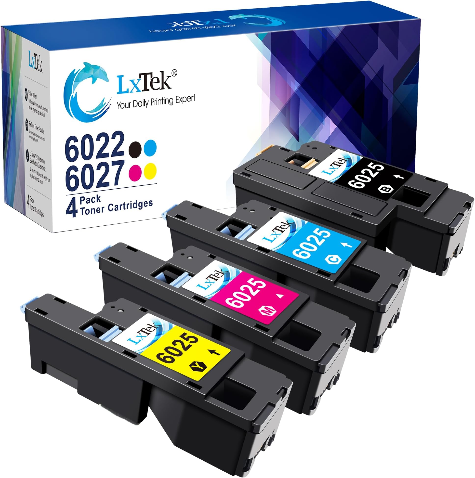 Remanufactured Toner Cartridge Replacement for Xerox WorkCentre 6027 6025, Phaser 6022 6020 (1 Black 106R02759, 1 Cyan 106R02756, 1 Magenta 106R02757, 1 Yellow 106R02758, 4 Pack)