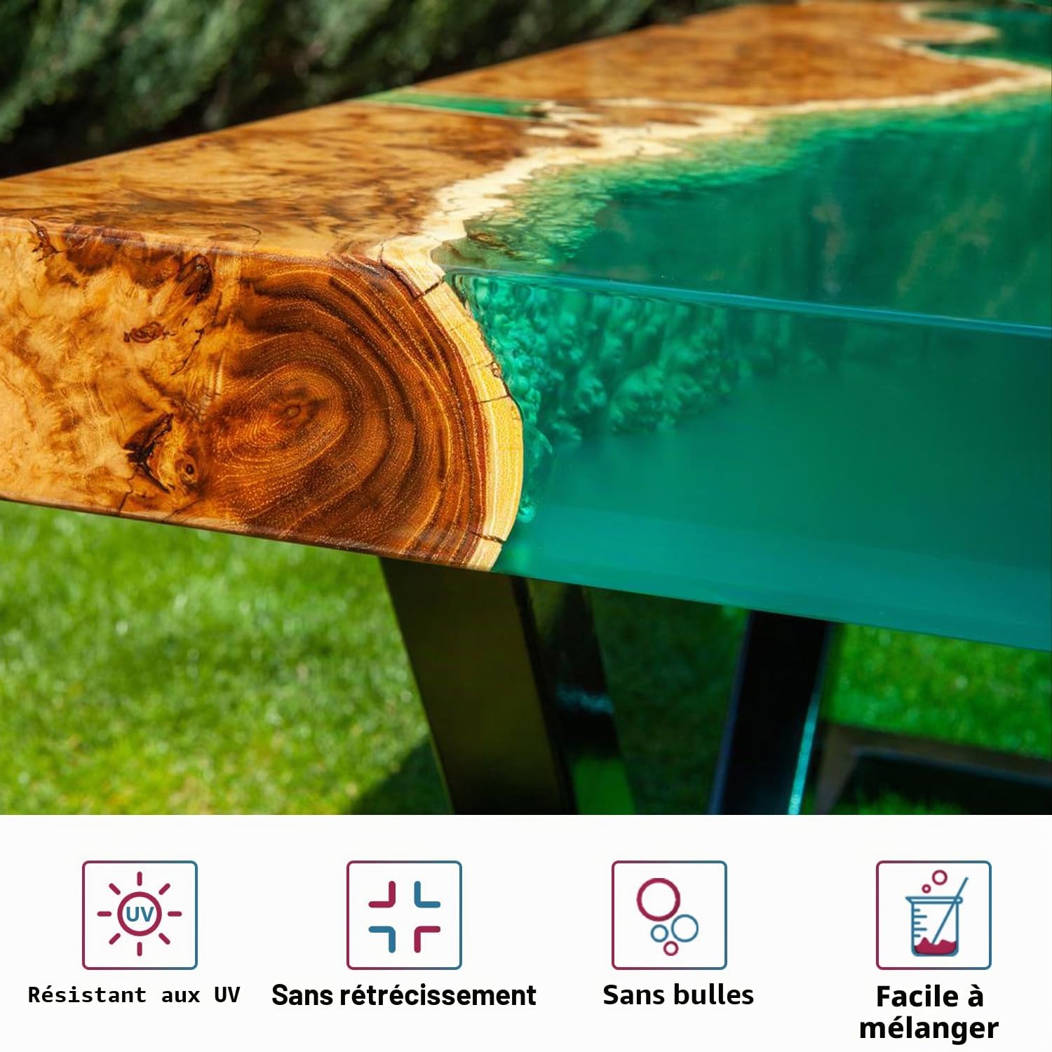 Resine Epoxy,3785ml 1:1 Résine époxy et Durcisseur transparente pour Bois, l’artisanat et l'art, Tables de Rivière, Fabrication de Bijoux