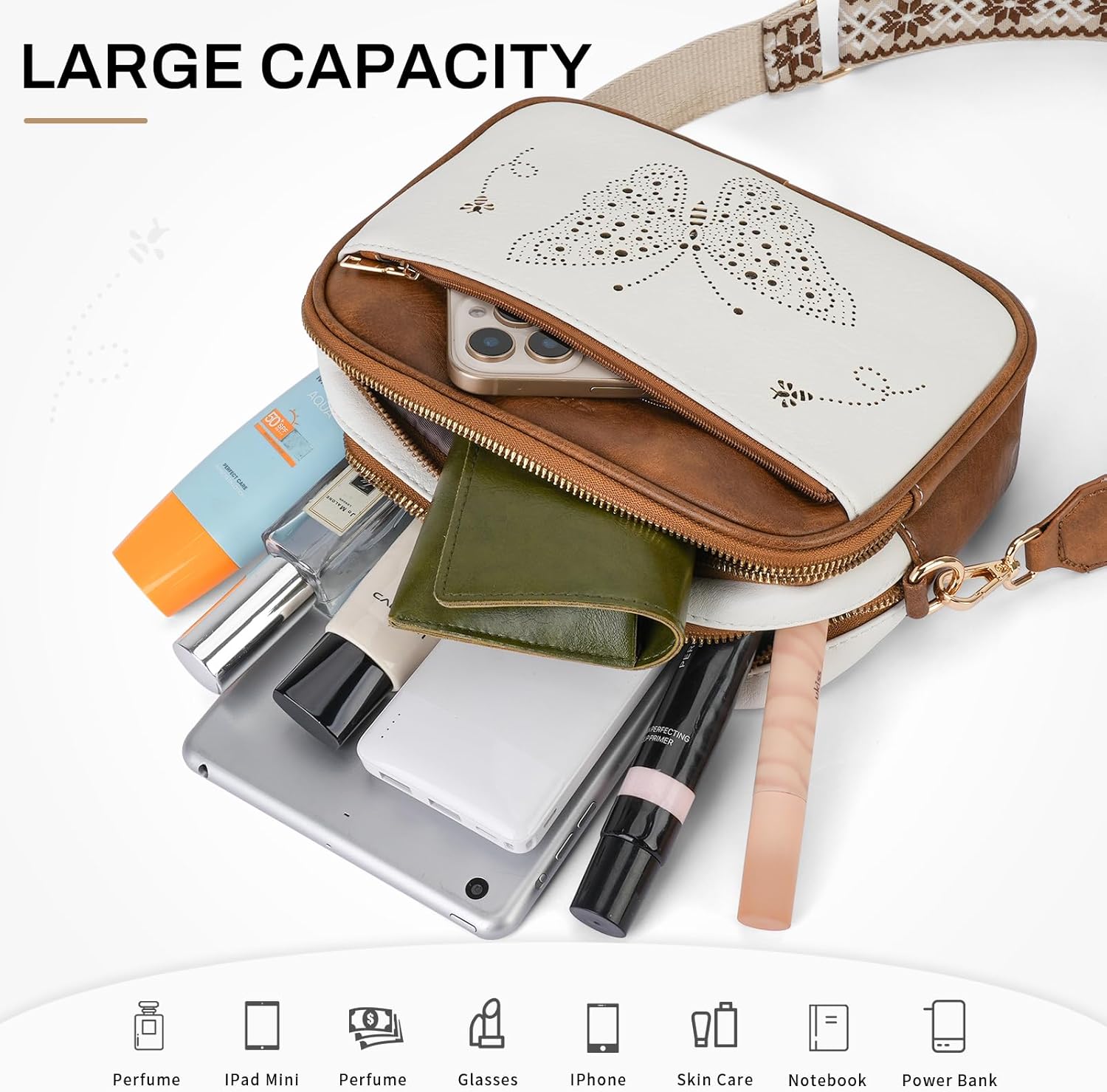 Crossbody Purse for Women Vegan Leather Small Crossbody Bags with Adjustable Strap Multiple Pockets - Image 3