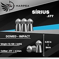 Vista 4 de Harpex Sirius .177 Cal Airgun Pellets – Diseño de cúpula de grano 13.1 – Pellets de plomo de precisión para tiro al objetivo, práctica