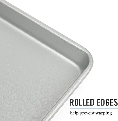 Miniatura 5 de Martha Stewart Gallen - Hoja de galletas antiadherente de acero al carbono, 17 x 11 pulgadas, color plateado