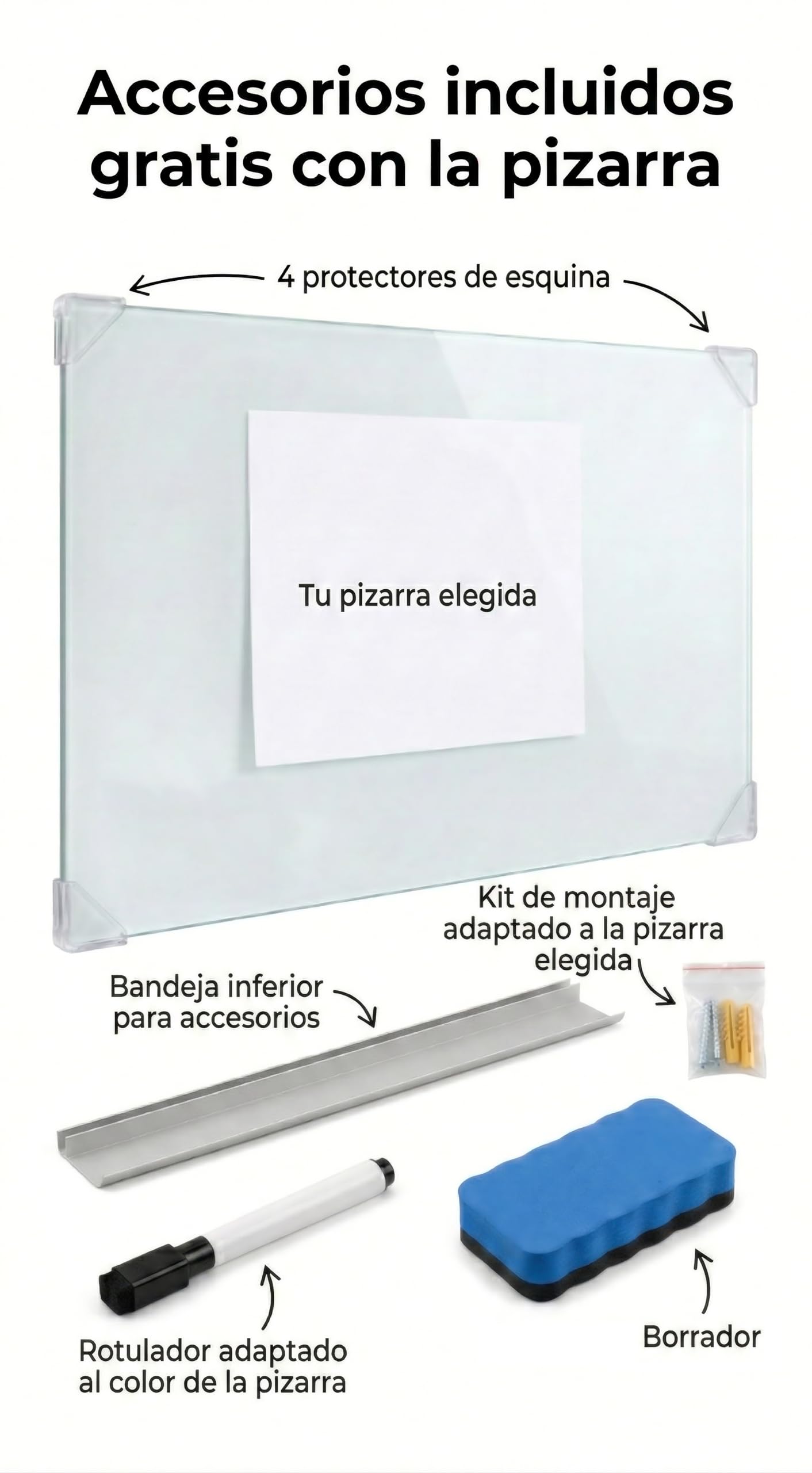 CRISTALIUM Pizarra Transparente Cristal Templado - Incluye Accesorios - 150x120 cm