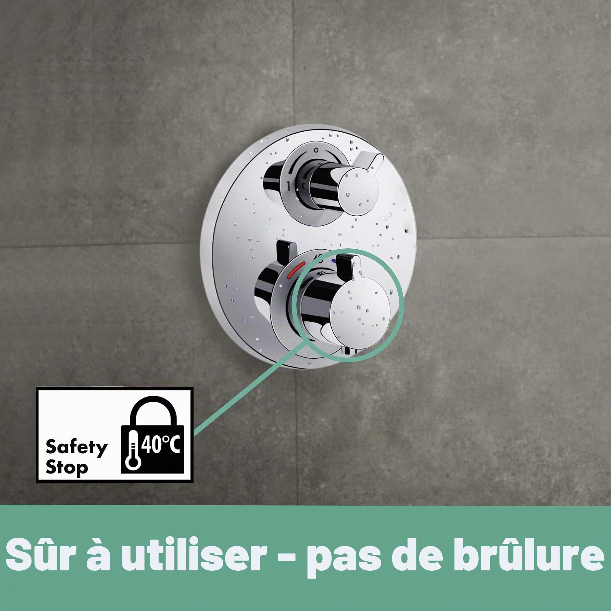 hansgrohe Ecostat S Set de finition pour mitigeur thermostatique encastré avec robinet d'arrêt et inverseur, chromé, 15758000