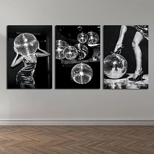 Miniatura 5 de 9W Juego de 3 pósteres de discoteca de los años 70 con estampado de tequila de discoteca en blanco y negro para imprimir alcohol de lujo, decoración