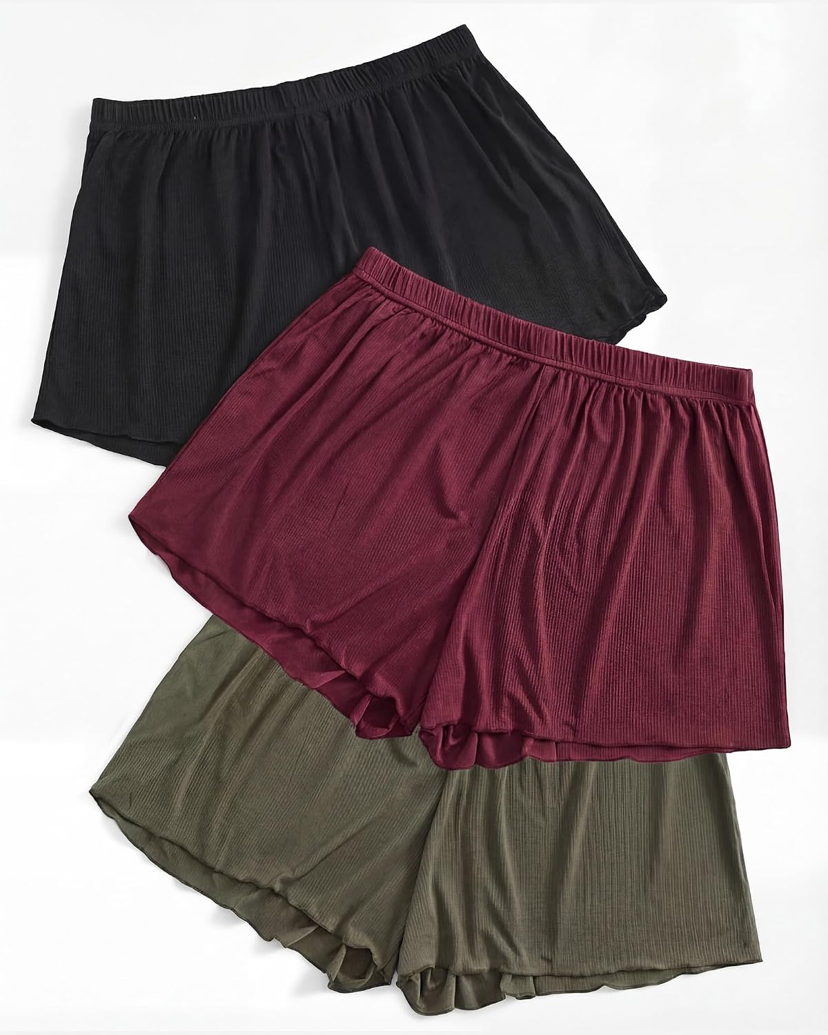 Cutecrop 3 Pack Women Plus Size Pajama Shorts Casual Soft Sleep Shorts Loose Fit Elastic Waist Cozy Lounge Sleepwear Bottoms