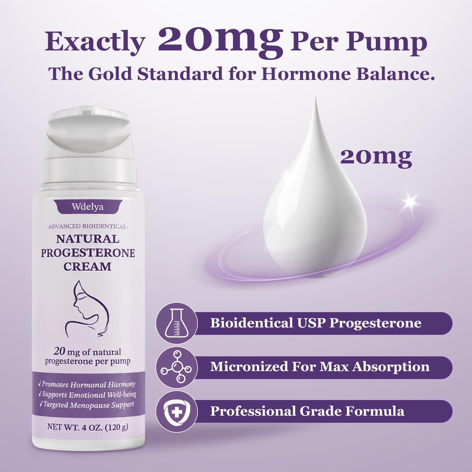 Progesterone Cream for Women, 4 oz Unscented Botanical Body Moisturizer