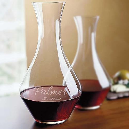 Miniatura 2 de Lingtoolator nalized - Decantador Cabernet Magnum de 64 onzas, decantador de vino de cristal grande grabado personalizado para vino tinto o blanco,