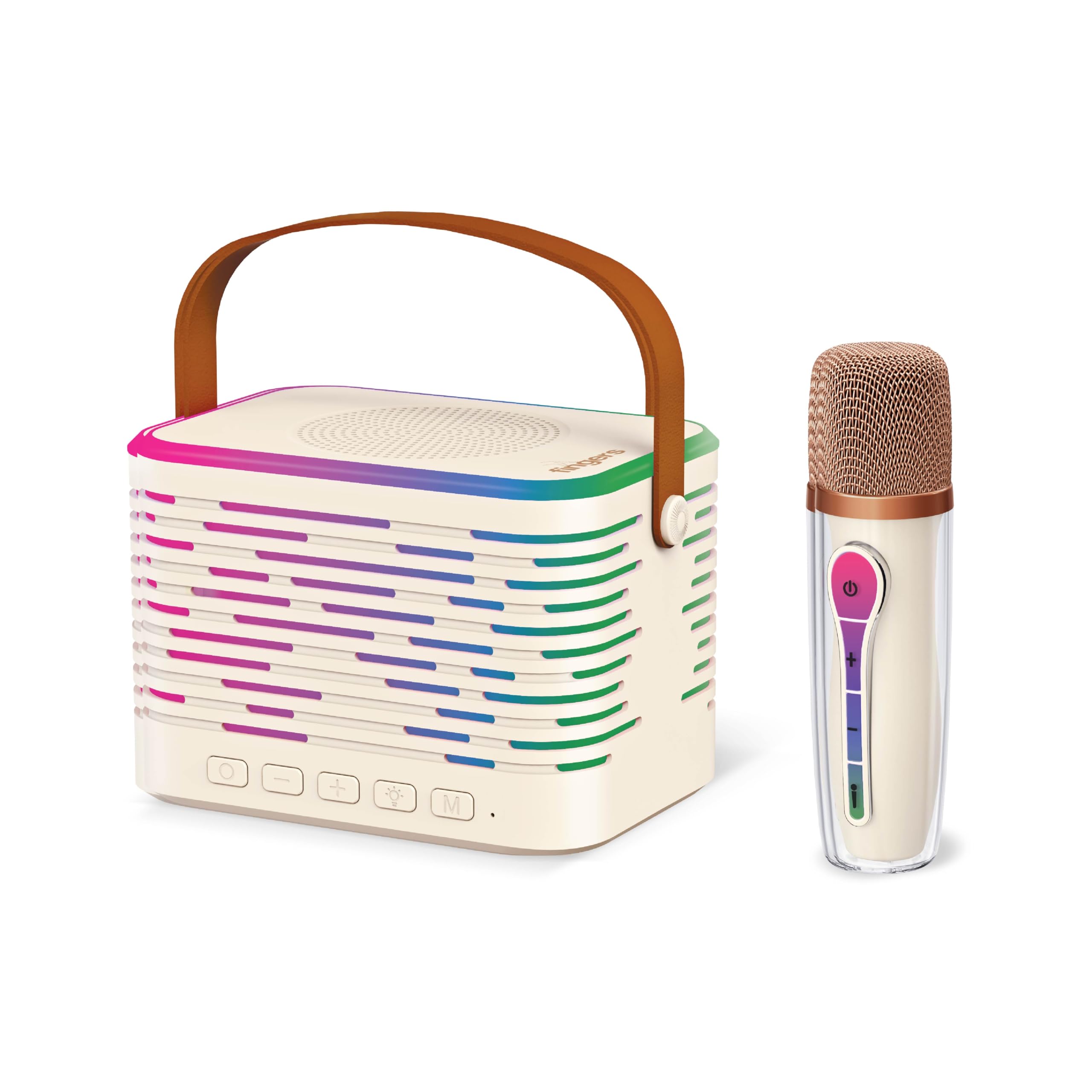 FINGERS KaraokeStar-K4 Portable Speaker with Wireless Mic (12 W Peak Output, RGB Lights on Both Speaker & Mic, 9-Hour Playtime, Bluetooth | FM Radio | MicroSD | AUX, Multi-Point Pairing), Rich White-image-44