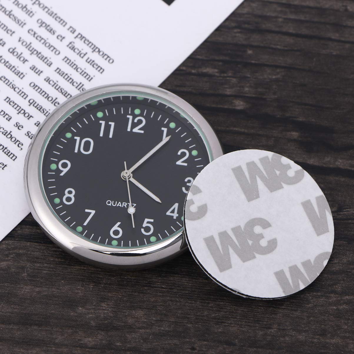 Wakauto Universal Adhesive Auto Car Dashboard Clock Luminous Watch Clock Decoration (Black)