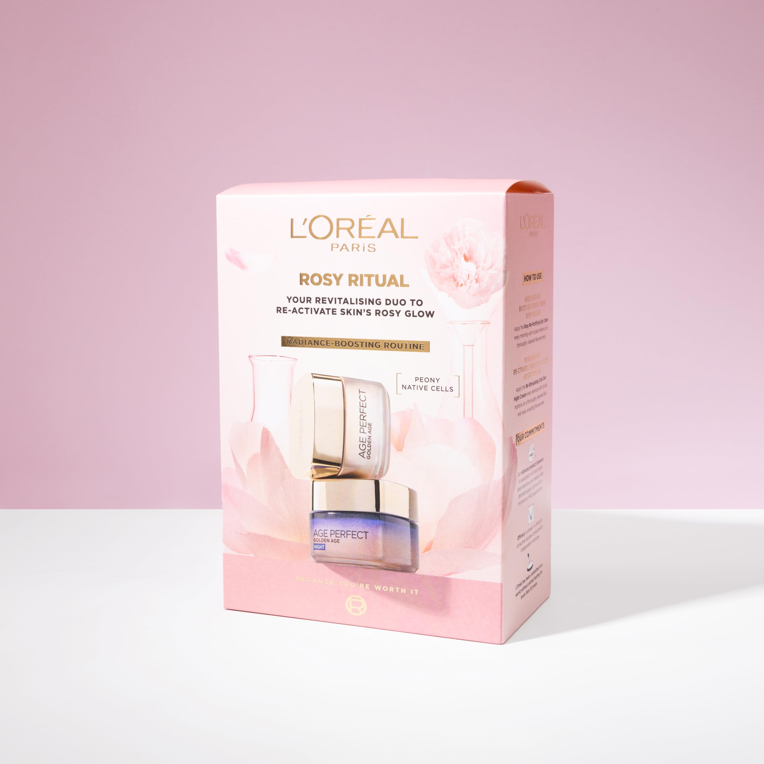L'Oreal Paris Rosy Glow Ritual Giftset; Day and Night Moisturiser to Deeply Moisturise - Image 2