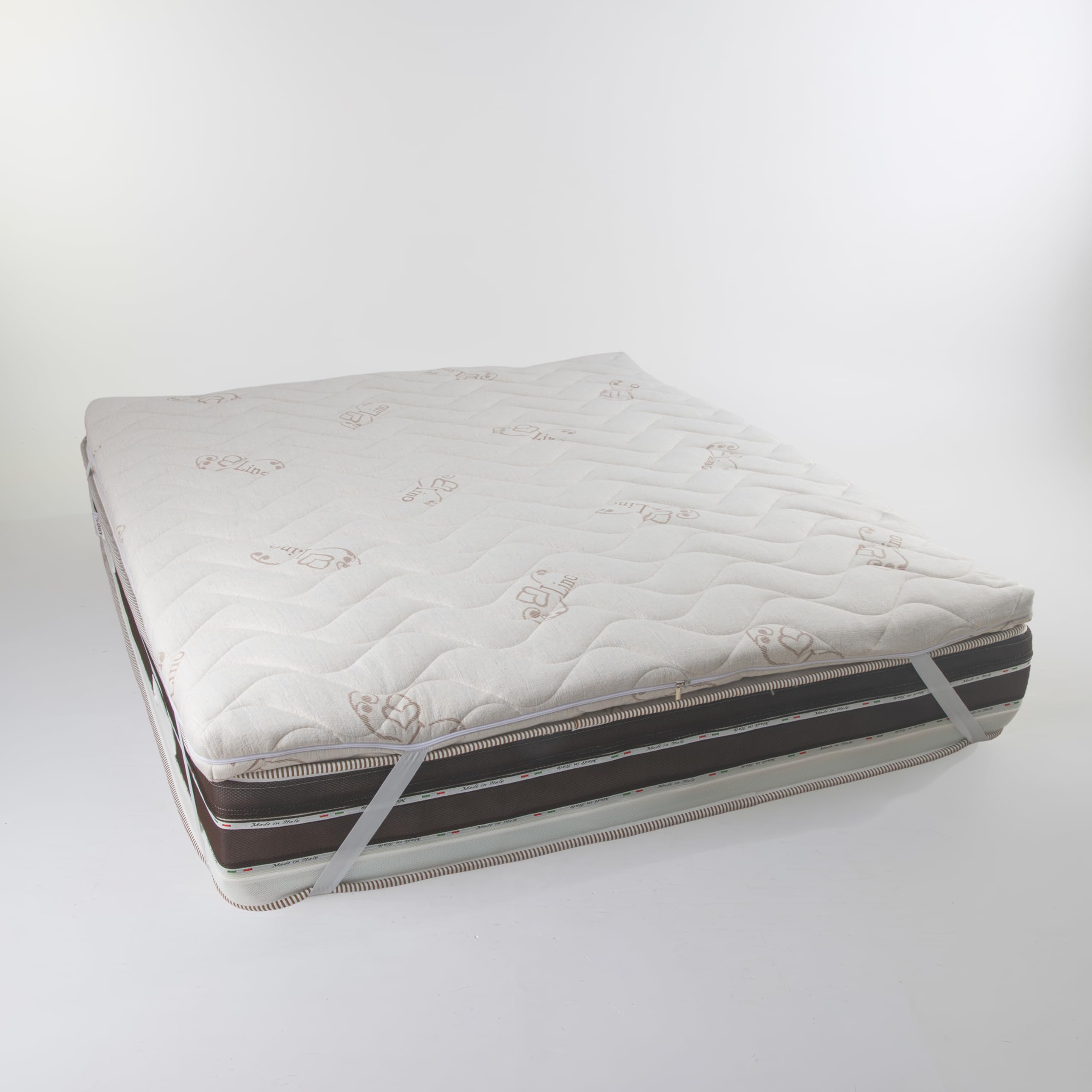 Topper Sfoderabile in Memory Foam con Tessuto Lino, 160x190 cm, Altezza 5 cm, Matrimoniale
