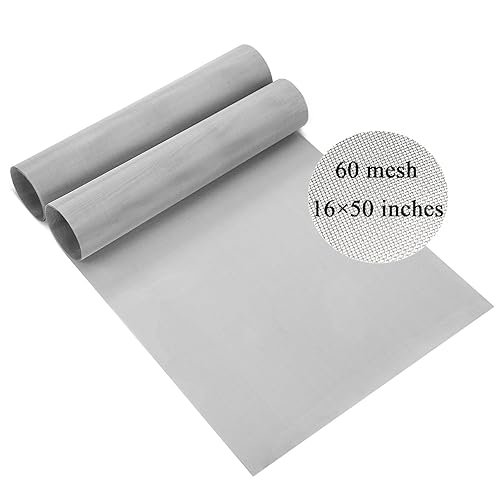 Ovsor 2 piezas de malla de acero inoxidable de 60 pulgadas, malla de alambre tejida que no se oxida fácilmente, pantalla de acero para proyectos de