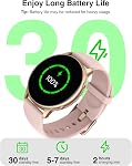 Montres intelligentes pour les femmes - Montre de fitness avec écran tactile 1,32'', compteur d'étape, SpO2 Moniteur de sommeil de fréquence cardiaque, suivi des activités IP68 Smartwatch étanche pour iOS Android