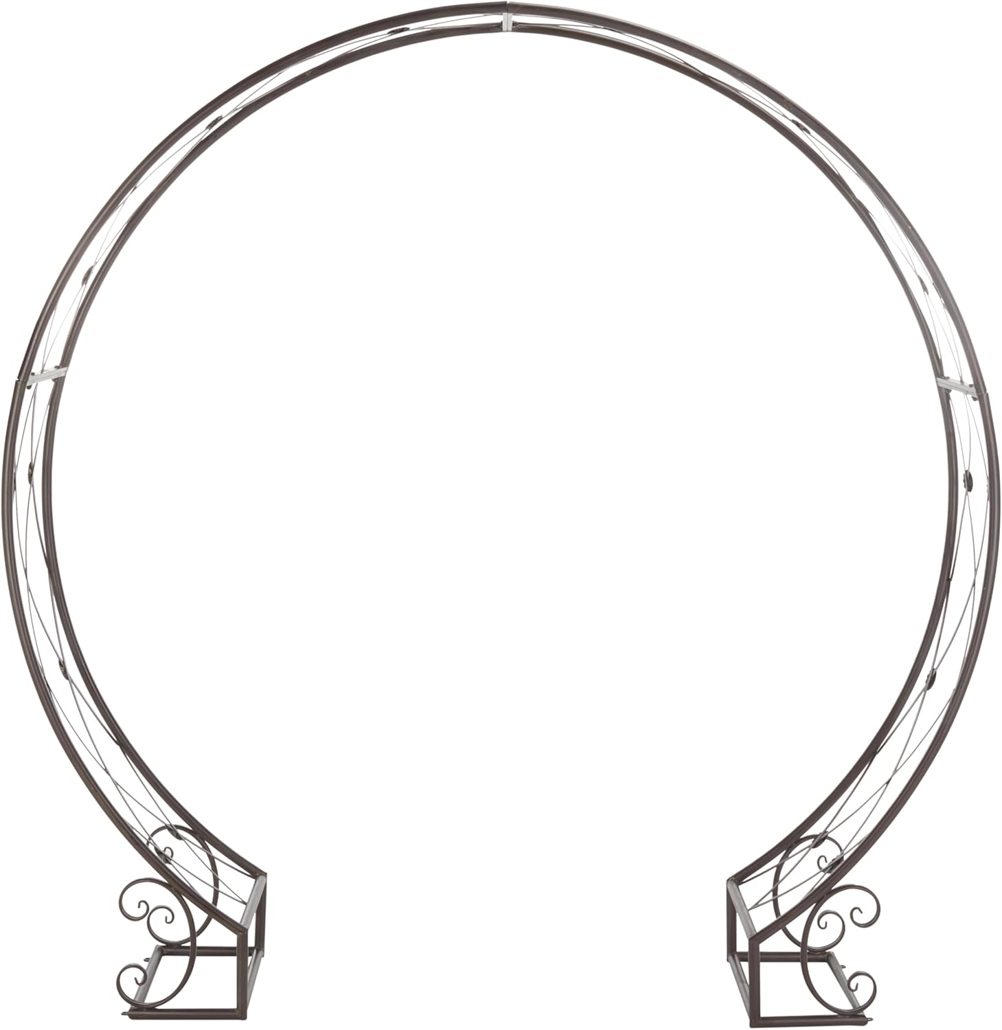 SAFAVIEH Outdoor Collection Mizell Rustic Brown Lattice Wrought Iron Moon Gateway Arbor