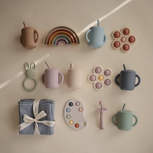 Miniatura 6 de mushie Vaso para bebé 100% silicona  Más de 6 meses (azul polvo)