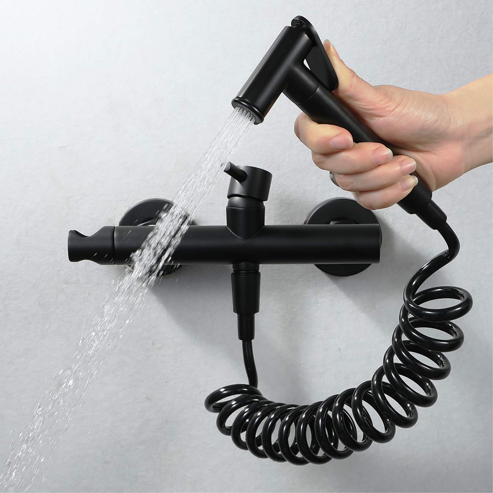 Zestaw Z Spryskiwaczem Do Pieluch Z Czarnego Materiału, Ręczny Bidet Z Ciepłą I Zimną Wodą, Zestaw Toaletowy, Pojedynczy Uchwyt, Mosiężny Spryskiwacz Do Toalety, Mon