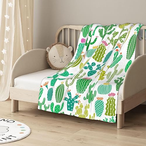 Miniatura 3 de Manta de flores de cactus y plantas, mantas suaves de franela, manta acogedora y ligera de felpa, regalos para mujeres, hombres, niños y niñas,