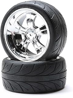 Losi Mounted RR 5-Spoke Wheel/Tire 54x30mm Chrome 2 LOS43039