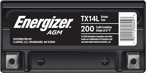 Miniatura 6 de Energizer TX14L AGM - Batería de motocicleta de 12 V, 200 amperios de arranque en frío y 12 Ahr. Reemplaza YTX14L-BS y otros