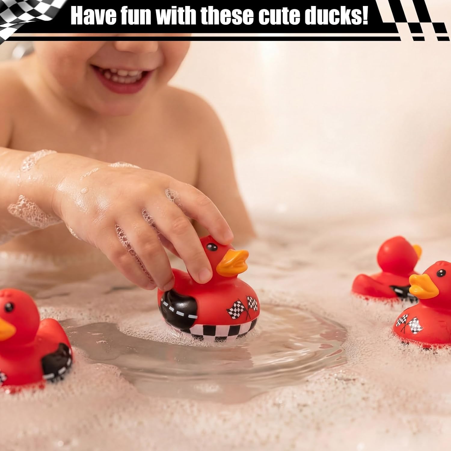 60 Pcs Race Car Party Favors - 2 Inch Rubber Duck in Bulk Mini Duckies for Ducking, Tiny Ducks for Kids Birthday Party Gifts Baby Shower Bath Time Piñata Fillers Gift Bag Stuffers