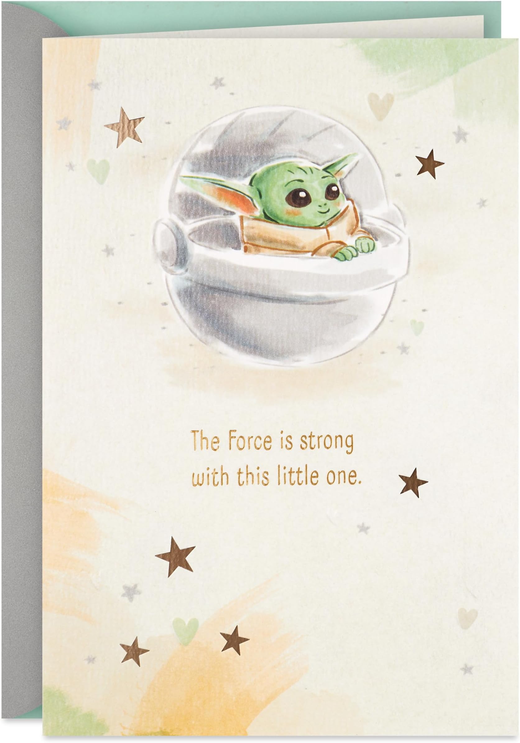 Hallmark Star Wars Baby Shower Card (Baby Yoda, Force is Strong)