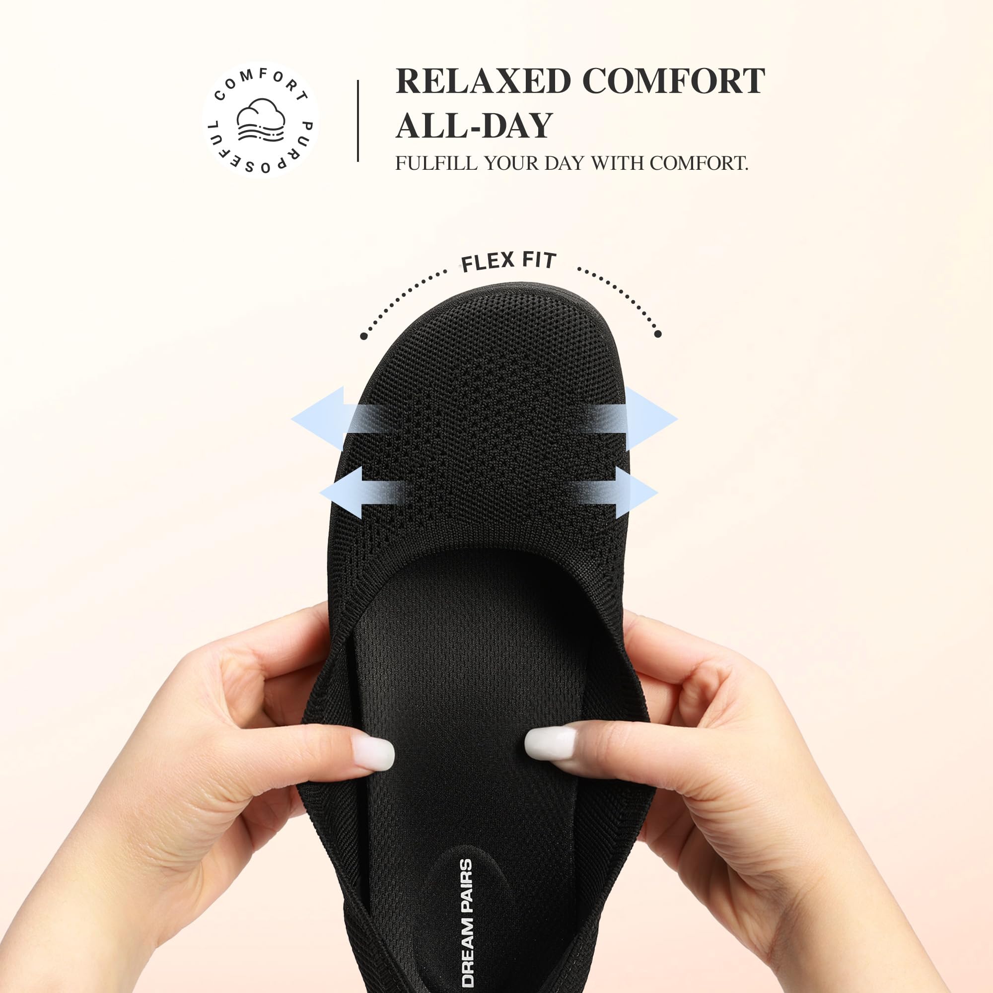 DREAM PAIRS Women's Ballet Flats Dressy Arch Support Wide Toe Box Knit Flats Comfortable Round Toe Slip On Travel Work Business Office Barefoot Shoes
