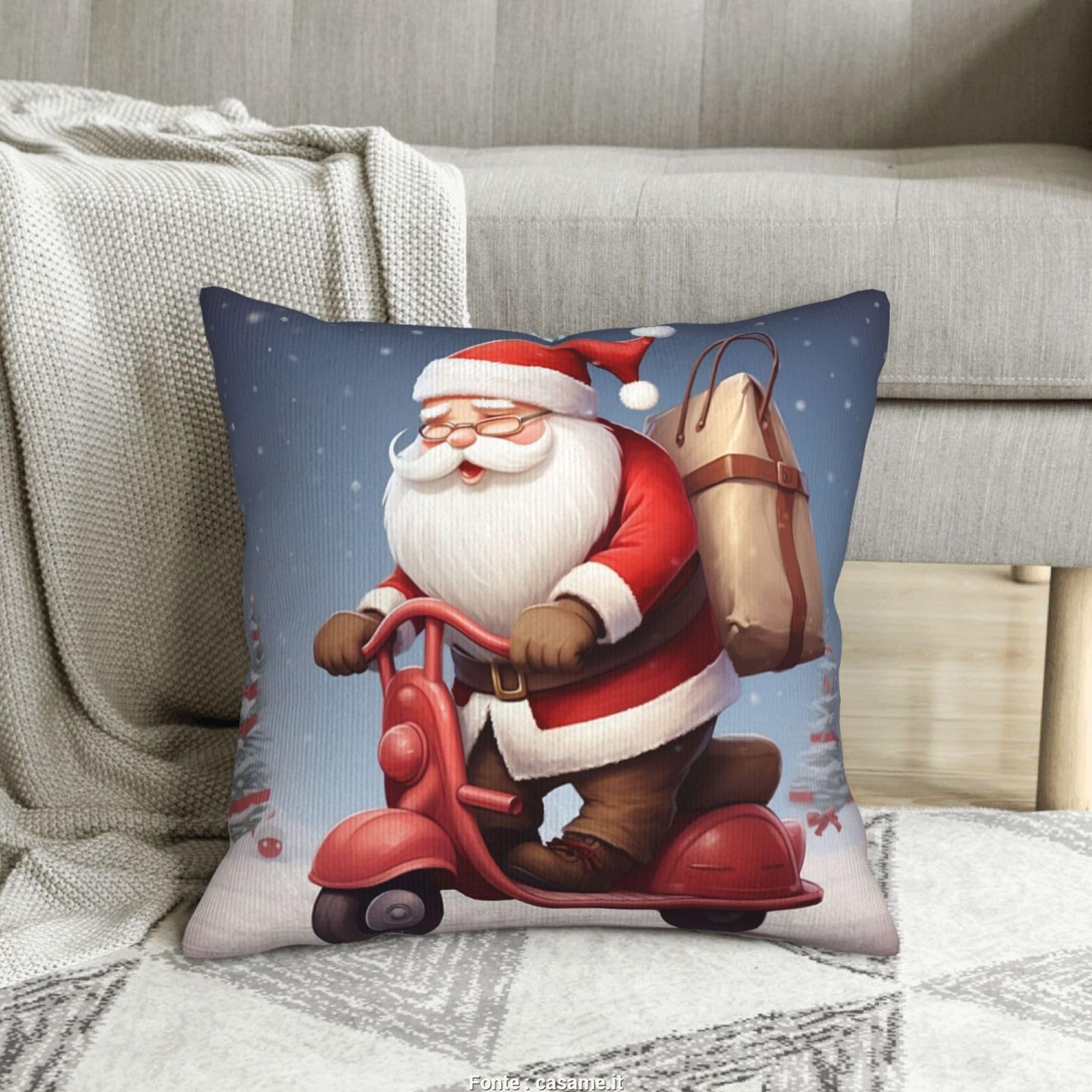 Housses de coussin velours côtelé Père Noël de qualité supérieure pour sofa
