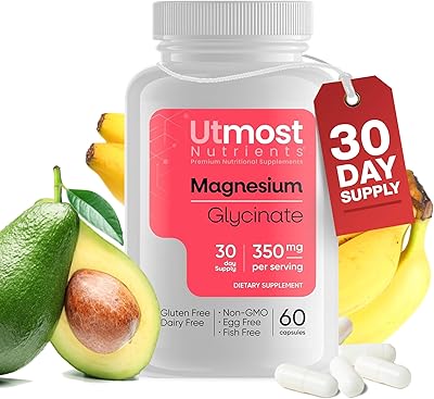 Magnesium Glycinate Supplement - Just 1 Capsule=175 MG of Absorbable Magnesium 350 MG in 2 Capsules Non-GMO, Gluten-Free, Major-Allergen Free-Promotes Nighttime Calm & Muscle Wellness 60 Capsules