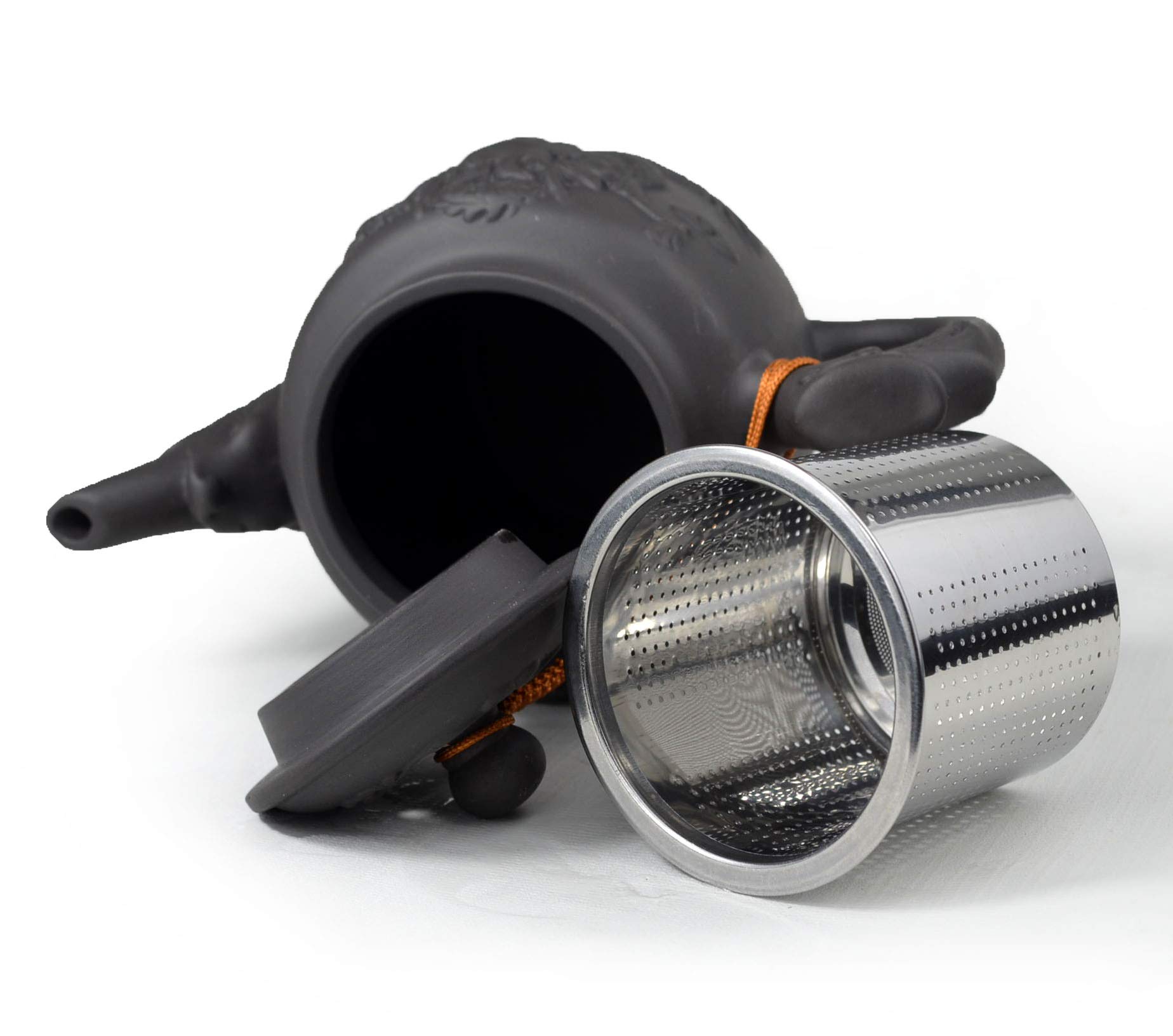 Dargon tetera 20 oz con filtro de acero inoxidable para estufa hervidor de hierbas (negro)