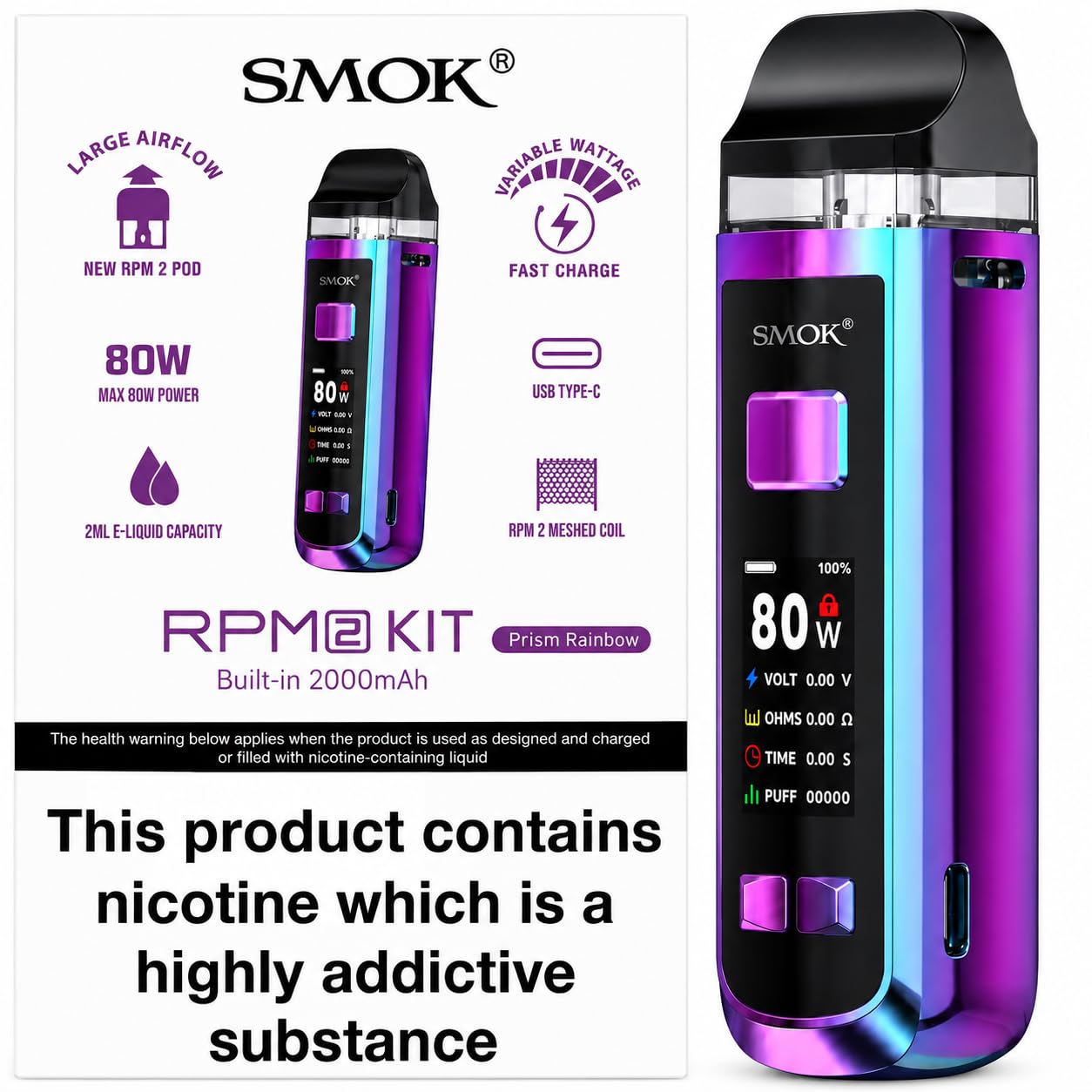 SMOK RPM 2 Refillable Pod Vape Kit [Prism Rainbow]