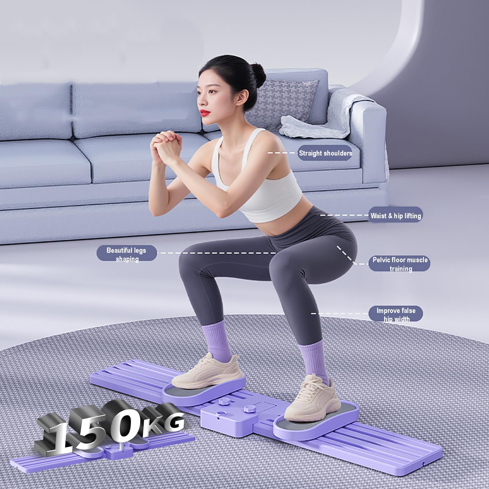 Macchina da sci simulata con pedale antiscivolo e braccioli regolabili per gambe, pavimento pelvico, allenamento muscolare, tonificazione delle gambe, macchina per gambe cardio per palestra