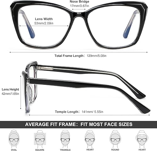 Miniatura 4 de EYEGUARD Lentes de lectura con luz azul para mujer, TR90, lentes de computadora con diseño de ojo de gato, a la moda, con bisagra de resorte