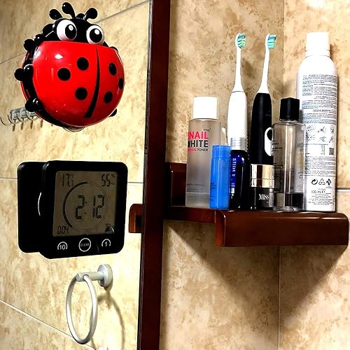 Miniatura 7 de Reloj de baño impermeable y temporizador para ducha, relojes despertadores digitales resistentes al agua con ventosa, reloj de pared colgante a