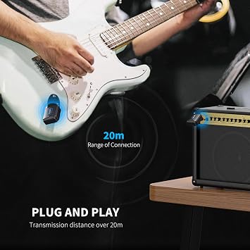 LEKATO 5.8G Wireless Guitar System Upgraded with Charging Box, Wireless Guitar Transmitter Receiver High Fidelity Sound 4 Channels Audio System for Electric Guitar Bass