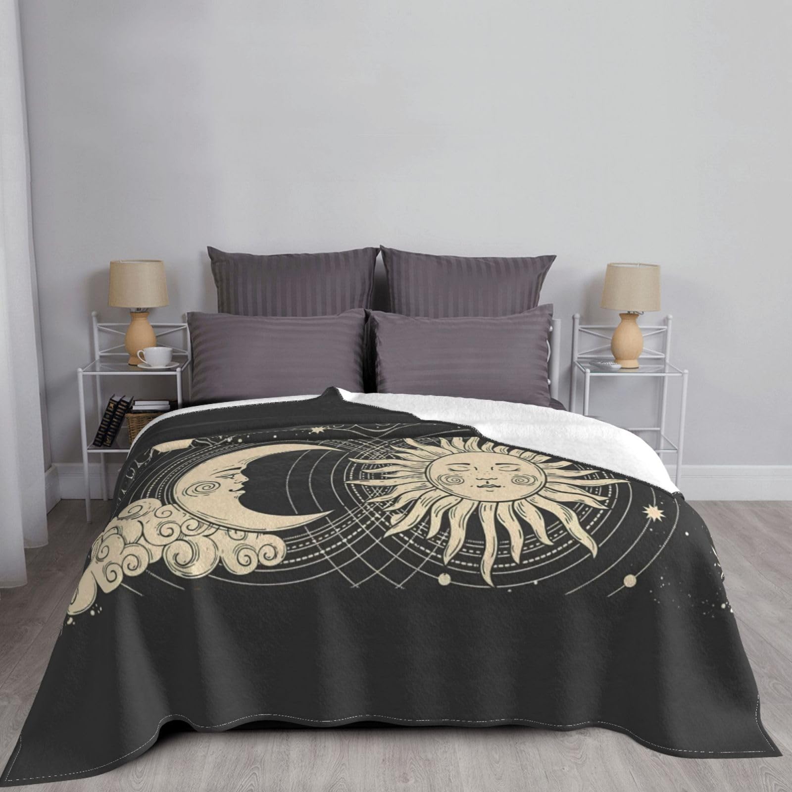 Amazon｜ブランケットエアコンブランケット 星柄 宇宙 太陽 月