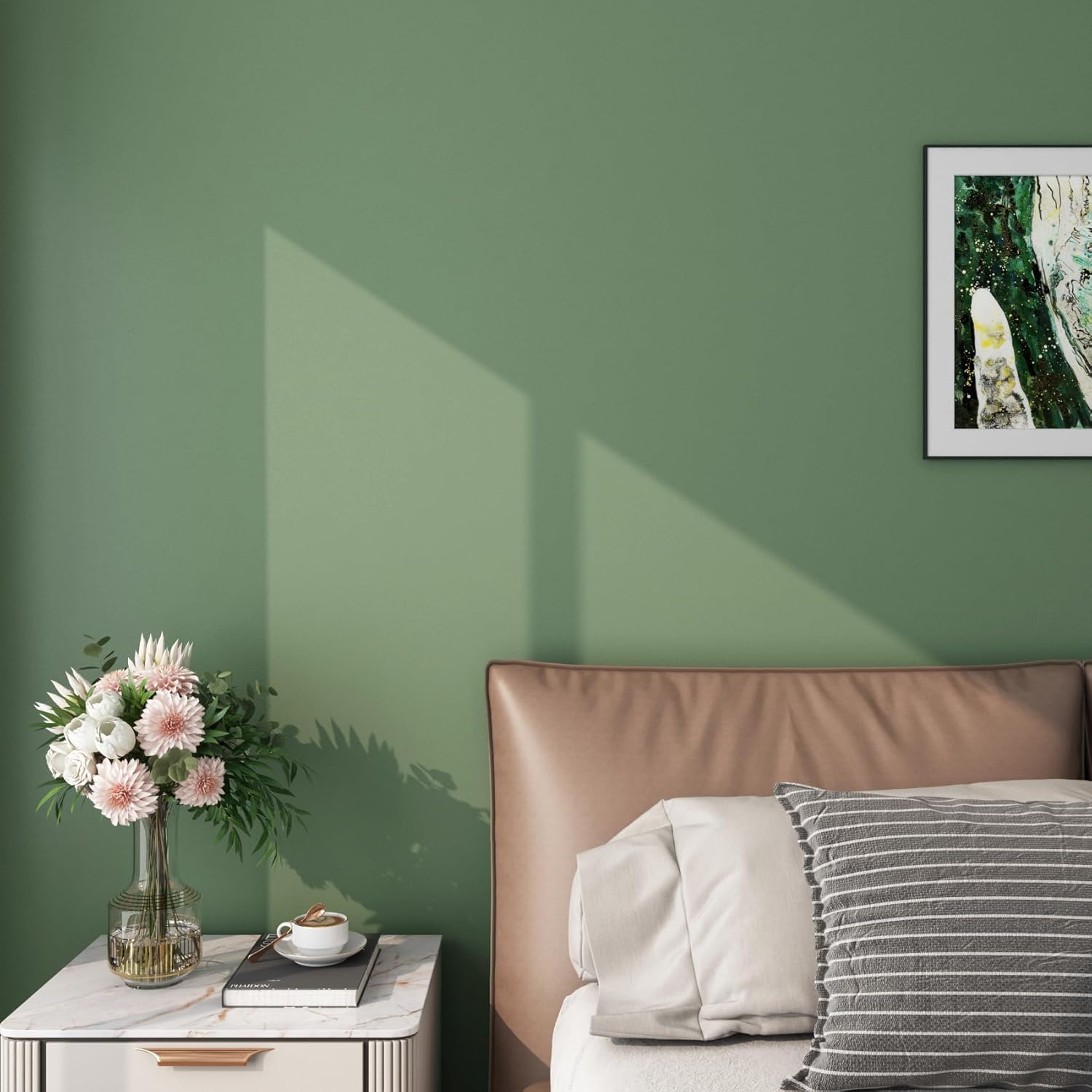 FunStick 16"x240" Dark Green Wallpaper Stick and Peel for Kitchen Cabinet Wallpaper Self Adhesive Green Contact Paper for Countertops Peel and Stick Renter Friendly Wall Paper for Bedroom Shelf Liner