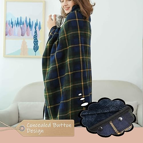 Miniatura 2 de XING YE CHUAN Fleece Wearable Blanket, Comfy Poncho Throw with Buttons, Plush Sleeveless Blankets, for Women Cape Wrap Cover