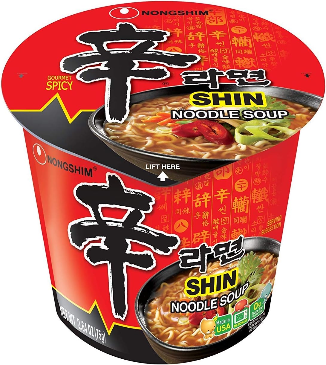 Nongshim Shin Cup Noodle Soup, Gourmet Spicy, 2.64 Ounce - PACK OF 18