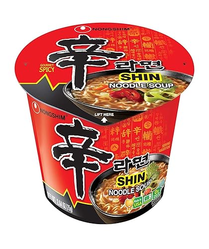 Nongshim Shin Cup - Sopa de fideos, picante gourmet, 2.64 onzas, paquete de 24