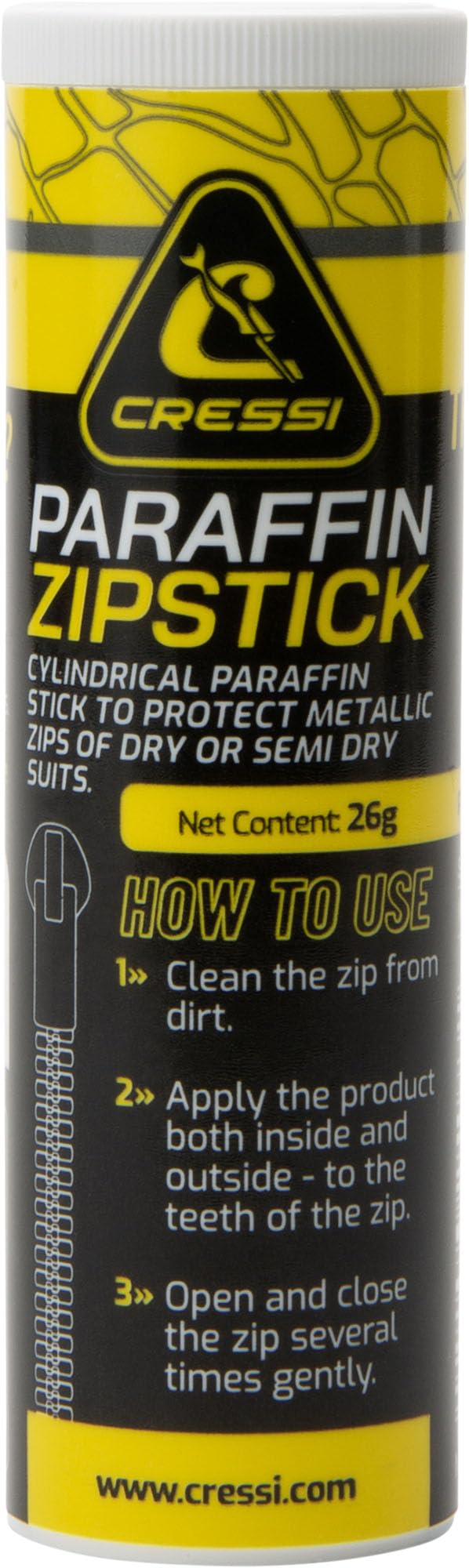 Cressi Paraffin Zipstick - Stick di paraffina per la Protezione Cerniere Metalliche Mute secche o Semi-secche, Incolore, 26g, Unisex Adulto